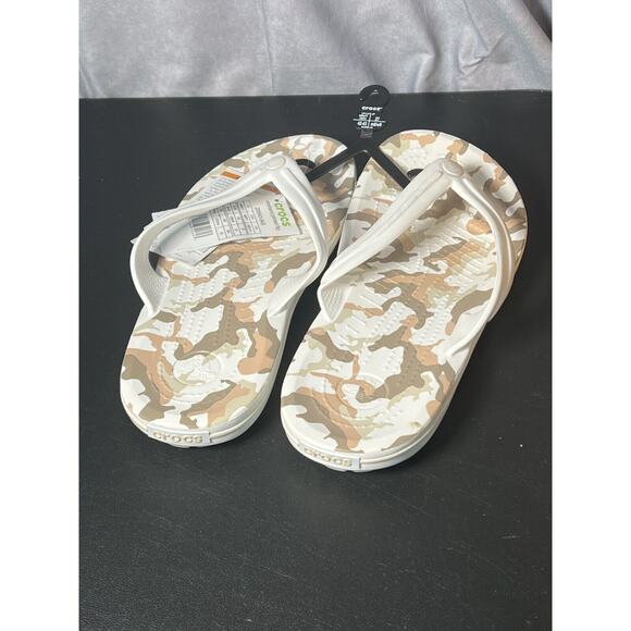 Crocs Crocband Camo Flip Flops 205943-94S White/Brown NWT SZ M9/W11 - Picture 2 of 6